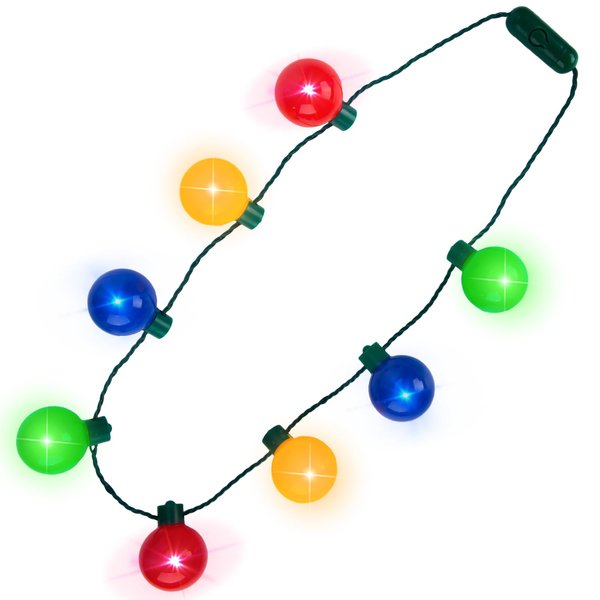 LovesTown Christmas Bulb Necklace, 36" Light Up Bulb Necklace Bright LED Christmas Necklace for Christmas Party Favors Gifts Indoor Decorations