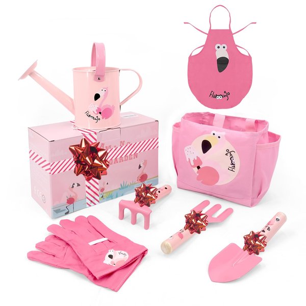 Altdorff Kids Gardening Set, Garden Tools Kit for Kids Include Shovel, Rake, Fork, Kids Apron, Tote Bag, Garden Gloves and Watering Can, Garden Toys Gifts for Girls