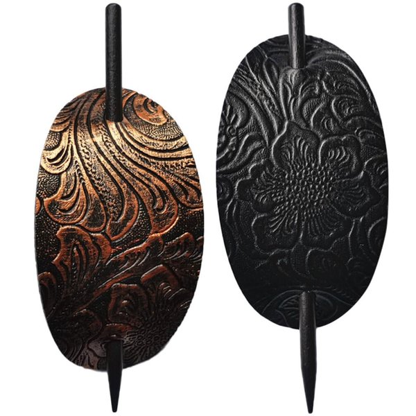 Mobestech 2Pcs Hairpin Head Pieces for Woman Girl Hair Clips Bun Hair Pieces Hair Stick Ponytail Holder Leather Hair Barrette Stick Ponytail Holder Pin Simple Hair Stick for Women Girls