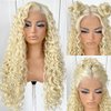MITIMES 13x6 Curly Wig 613 Glueless HD Lace Front Wigs Pre Plucked Blonde Synthetic Lace Front Wig Long Curly Deep Wave Wig For Cosplay Party