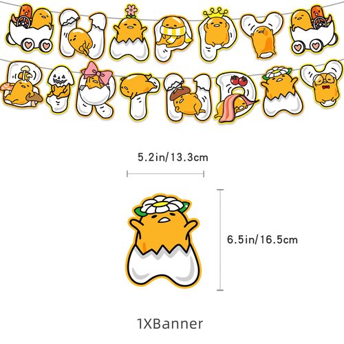 Gudetma Birthday Party Decorations Include Lazy Egg Happy Birthday Banner, Cupcake Toppers, Cake Topper and Balloons for Kids Girl Gudetma Theme Party Supplies