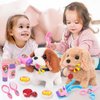 SUPERGFS Plush Toys Puppy Electronic Toy Walking and Barking Dogs Tail Wagging Interactive Dog Toy for Kids Christmas Birthday Gift for Toddlers Girls 3 4 5 6 Year Old