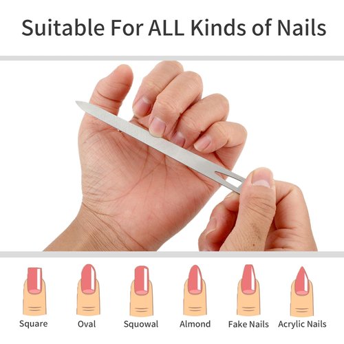 simarro 6 Pcs Metal Nail Files, Stainless Steel Fingernail Toenail Files, Double Sided Manicure Files for Polish Nail, Nail Cleaner Tool