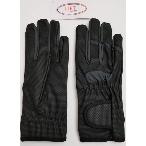 New Women-Kids Horse Riding Gloves Leather Grip Equestrian Pink Black Tack Horse Back (Black, Small (Kids))