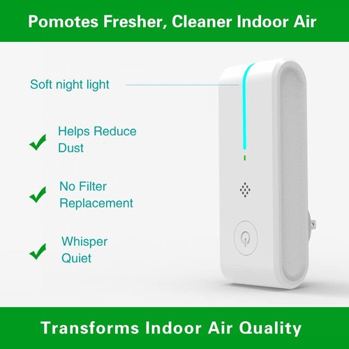Plug-in Air Purifier, Ionizer Air Purifier Portable Air Purifier for Home, Bedrooms, Toilets, Living Room, Bathrooms, Closets, Pet Room, Power Saving White