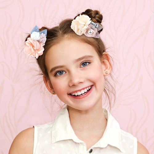 Cinaci 8 Pack Decorative Pearl Flower Hair Ties Rubber Bands Floral Ponytail Holders Hair Scrunchies Ropes Elastics Accessories for Toddlers Kids Teens Girls