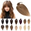 SEGO Hair Toppers for Women Real Human Hair With Bangs 7 * 13CM Silk Base 100% Remy Human Hair Clip in Top Wiglet Hair Pieces for Thinning Hair -14 Inch Light Brown
