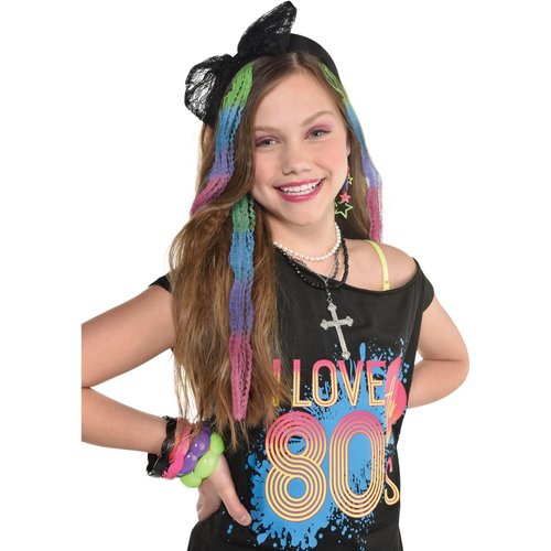 Amscan Retro Chic 80's Crimped Hair Extensions (15.5 Inch - 5 Pieces) - Vibrant Colors and Style - Ideal for Parties, Cosplay & Festive Events