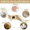 Hamster Wooden House with Ladder Small Animal Hideout Activity Platform Exercise Climbing Hut Natural Living Wooden Room for Hamster Gerbil Guinea Pig Mice
