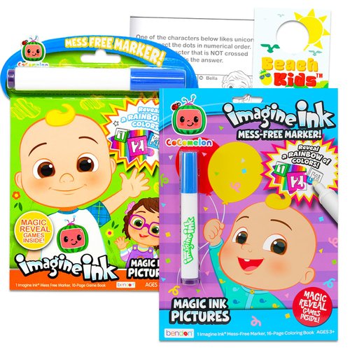 Cocomelon Mess-Free Coloring Book Set - Bundle with 2 Cocomelon Imagine Ink Coloring Books with Invisible Ink Pens, More | Cocomelon No Mess Coloring Book