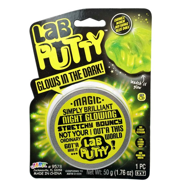 JA-RU Lab Putty Glow in The Dark Slime w/Tin Container (1 Unit) Stress Relief Putty for Kids. Anger Management Toys. Mini Slime Party Favors, Birthday Goodie Bag Stuffers. 9578-1D