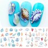 MAIOUSU STORE 12 Sheets Ocean Water Transfer Nail Decals Sea Shell Starfish Sea Summer Nail Decals Watermark Nail Designs Manicure Stickers Nail Art Accessories(16)