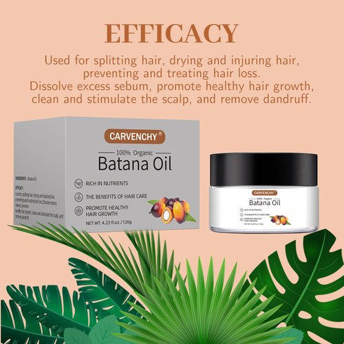 Batana Hair Oil for Growth and Repair -100% Pure,Raw Batana Hair Oil Organic,Prevent Hair Loss & Promote Hair Growth,Hair Oil From Honduras Promotes Hair Thickness for Men & Women 4.23 Fl Oz