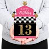 Big Dot of Happiness Chic 13th Birthday - Pink, Black and Gold - Treat Box Party Favors - Birthday Party Goodie Gable Boxes - Set of 12
