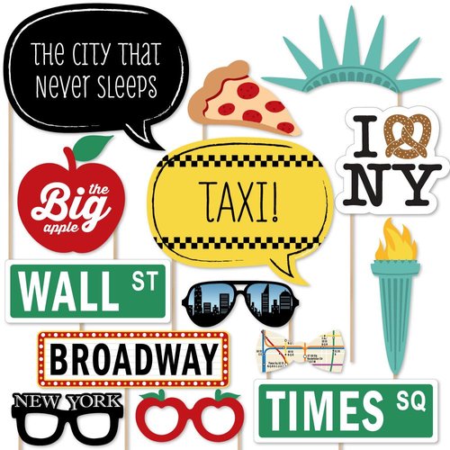 Big Dot of Happiness New York - Photo Booth Props Kit - 20 Count
