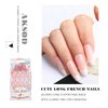 Aksod Long Coffin French Manicure Press on Nails Tips Glossy Pink Fake Nails Designed Ballerina Full Cover Artificial False Nails Tips for Women and Gilrs (24Pcs)