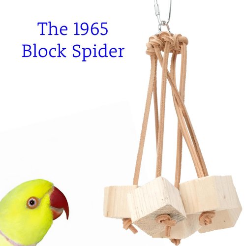 Bonka Bird Toys 1965 Natural Leather Block Spider Medium Parrot Cage, Conure, Pionus, African Grey, and Similar