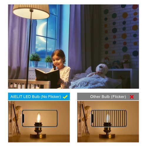 AIELIT B11 Vintage E26 LED Candelabra Light Bulbs, 2W (25W Equivalent), Warm White 2700K, Clear Glass, 200 Lumens, Dimmable LED Edison Bulb for Chandelier Ceiling Fan Pendant Lights, 8-Pack