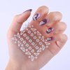 30 Sheets White Flowers Nail Art Stickers, 3D Self- Adhesive Nail Sticker Design, Holographic Small Floral Nail Art Decals Nail Supplies for Women Girls Manicure Charms Decoration Floral Nail Decal