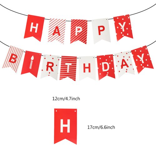 Red Happy Birthday Banner,Birthday Bunting Banner for Party Decorations