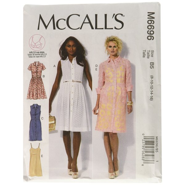 McCall's Patterns M6696 Misses' Dresses and Slip Sewing Template, Size B5 (8-10-12-14-16)