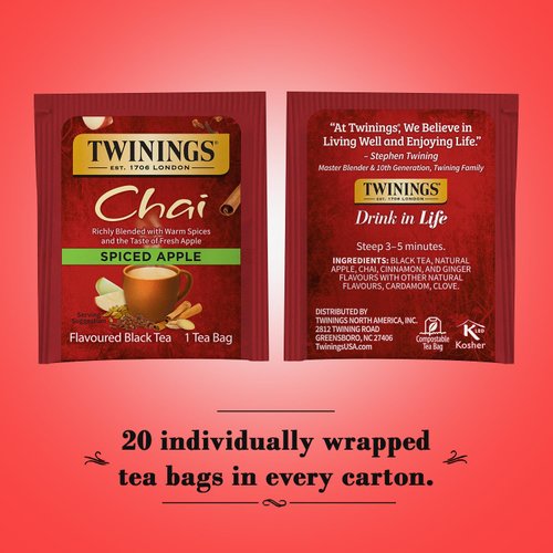 Twinings Spiced Apple Chai Tea, 1.41 oz, 20 ct