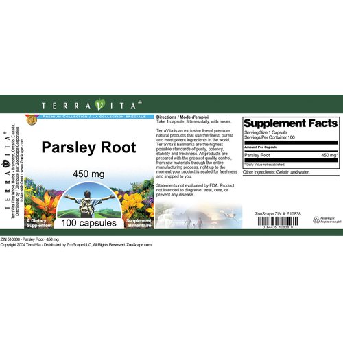 Parsley Root - 450 mg (100 Capsules, ZIN: 510838) - 3 Pack