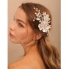 BERYUAN White Flower Hair Clip for Women Flower Rhinestone Wedding Hair Accessory（Silver）