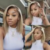 Dark Roots T4/613 Ombre Blonde Lace Front Wigs for Black Women, Silky Straight Bob Wigs with Cap+Comb, Glueless Pre plucked Light Ash Blonde Wigs for White Women, Heat Resistant Japanese Synthetic Wig