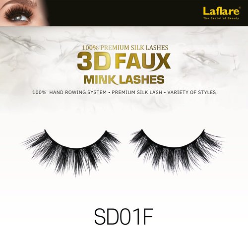 Laflare Silk Lashes 3D FAUX MINK Eyelashes, Light, Reusable, Handmade, Natural Looking, Professional Easy to Apply Eyelashes in a Knitted Style1-3 PACKS BUNDLE SPECIAL (3, SD01F)