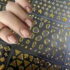 30 Sheets Gold Nail Stickers for Nail Art French Tip Line Nail Art Stickers 3D Self-Adhesive Gold Geometric Line Star Letter Nail Decal for Women Manicure Tips