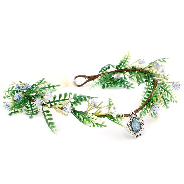 SuPoo Renaissance Fairy Flower Crown Flower Headbands for Women Handmade Elf Crown Rhinestone Forest Elf Tiara Cosplay Boho Flower Girl Headpiece Fairy Accessories for Halloween Maternity Wedding