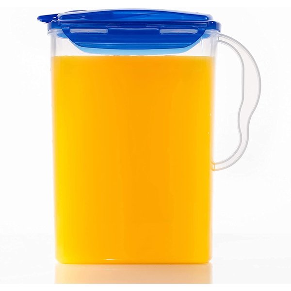 LocknLock Aqua Fridge Door Water Jug with Handle BPA Free Plastic Pitcher with Flip Top Lid Perfect for Making Teas and Juices, 3 Quarts, Blue