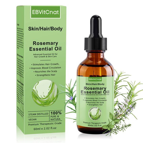 Rosemary Oil for Hair Growth,100% Pure Organic Rosemary Essential Oils for Eyebrow and Eyelash, Nourishes The Scalp,Hair Loss Treatment,Hair Growth Oil for Women & Men