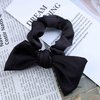Andelaisi Boho Silk Hair Bow Rope Scrunchies Black Silky Bow Hair Band Hair Ties Vintage Elastic Hair Tie Ropes French Bowknot Ponytail Scrunchy Hair Ties Hair Accessories for Women Headdress