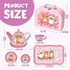 Lajeje Cat Tea Party Set for Little Girls - 49pcs Pretend Play Toy, Birthday Gift for Toddlers Ages 3 4 5 6 Year Old, Includes Kitten Tin Tea Set, Desserts, and Carrying Case, Cat Design