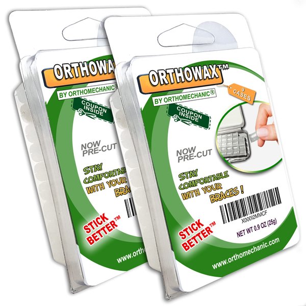 Genuine Orthowax™ - Precut Orthodontic Dental Waxes (Pk of 18) - Stick Better - Orthodontic Wax by Orthomechanics - Recommended by Doctors (18)