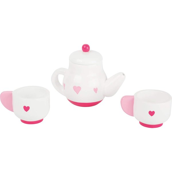 Small Foot Wooden Toys Tea Time playset includes Tea Pot with a Removable lid and Two Tea Cups for Play Kitchens Designed for Children Ages 3+, Multi (10887)