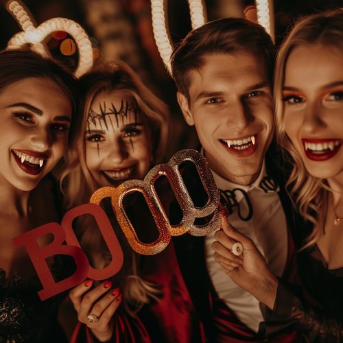 COOLJOY 12 Pairs Vampire Teeth Fangs 4 Size with Adhesive Halloween Party Cosplay Props Horror Fake Teeth Props Party Favors Masquerade Costume Accessories Gift