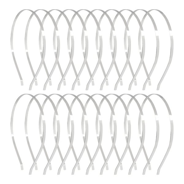 Lawie 20 Pack Bulk 5 MM Thin Silver Gold Black Plain Blank Hard Metal Headbands Skinny Base Headband Slim Simple Wire Hair Bands Clasps Crown Tiara Frame DIY Crafts Accessories for Women Girls Adults