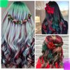 Christmas Colored Hair Extensions, 6Pcs 21 in Red Green Long Straight Hairpieces Clip in Synthetic for Kids Girls Women Christmas Party Supplies