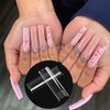 KOXXIAMOQ 240 Pcs Square Nail Tips, Clear Extra Long No C Curve Nail Tips, XXL Tapered Square Half Cover Nail Tips, Half Matte Design Long Press on Nail Tips Traceless for Acrylic Nails Salon(Clear)