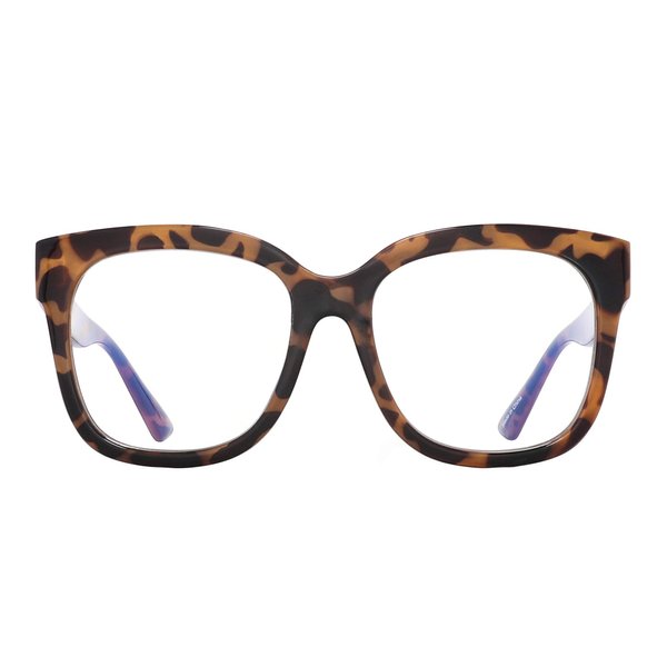 JIM HALO Oversized Blue Light Glasses for Women Square Chunky Bluelight Computer Glasses Reduce Eye Strain Tortoise