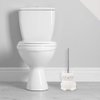Isaac Jacobs White Ceramic Cat Toilet Bowl Brush Holder with Chrome Metal Handle (Unassembled) - Bathroom Accessory & Cleaning Storage (Cat)