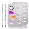 4 in 2 Set Makeup Mixing Palette, Makeup Palette for Foundation, Makeup Mixing Tray, Stainless Steel Mixing Tray with Spatula for Mixing Foundation Eye Shadow Nail Art, Makeup Foundation Mixing Tray