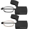 Reading Glasses 2 Pair Readers Compact Folding Unisex Glasses for Reading Case Included Set of Black and Gold +1.75
