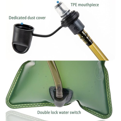 Outdoor Travel Foldable Water Bag, Sports Portable Soft Water Bottle, Double Lock Water Switch, Environmental Protection and Durability, Suitable for Trail Running, Marathon, Riding ArmyGreen