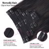 Clip in Hair Extensions Real Human Hair Black Women 20 INCH Natural Black Hair Extensions Straight Clip Ins Seamless Clip in Hair Extensions 8pcs with 18 Clips 120g