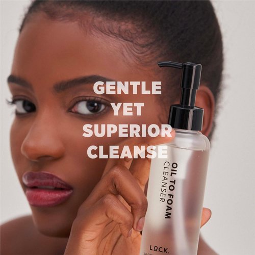 L.O.C.K. Oil To Foam Cleanser - Olive Oil Based Cleanser for face, Makeup Remover for All Skin Types, Vegan Natural Skincare Oil Cleanser for dry skin 5.07 fl oz. 150ml Olive Oil Face wash