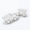 Asooll Gold Wedding Pearl Hair Comb Bride Crystal Headpiece Bridal Rhinestone Hair Clip Hair Accessories for Women and Girls (Set of 2) (B-Silver)